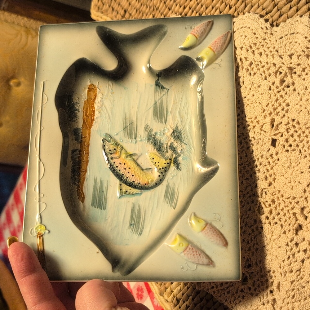 💥SOLD💥Occupied Japan Hand Crafted Trout Dish/Ashtray - Picture 13 of 13